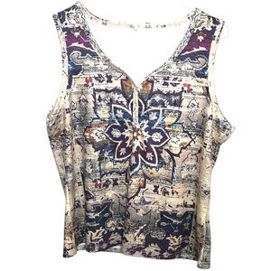 Boho Mandala Print Sleeveless Tank Top Neutral Purple Size XXL